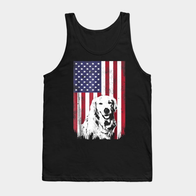 4th Of July Golden Retriever American Flag T Shirt Patriotic Tank Top by Haley Tokey